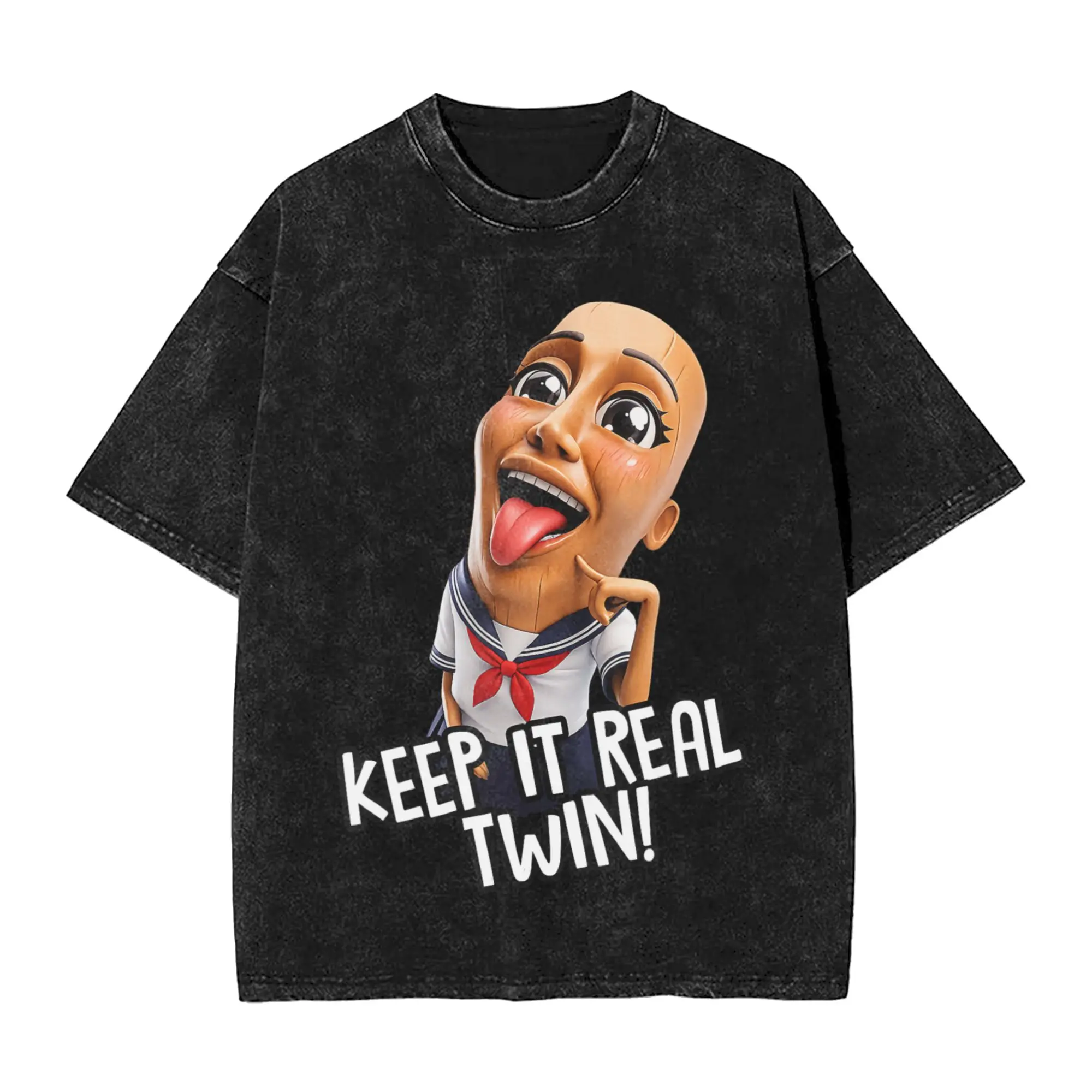 Couple T-Shirt Keep It Real Twin Tung Tung Sahur Chan Brainrot Meme T-Shirts Trendy Cool Summer Tee Shirt Y2K Retro Cotton Tops