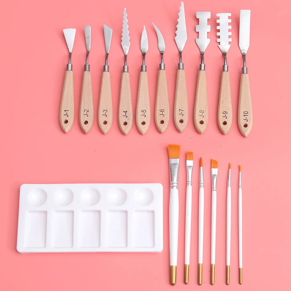 

6 Pcs Oil Painting Knives Shaped Scrapers Toning Wood H Color Mixing Tools Professional Art Supplies