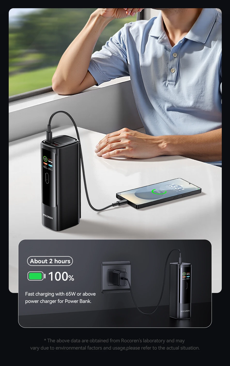 Rocoren Power Bank 100W 20000mAh Charge Rapide PD pour PC Portable 11 Sdc281245297c47ada5cdc3482919fd27W Rocoren Power Bank 100W 20000mAh Charge Rapide PD pour PC Portable