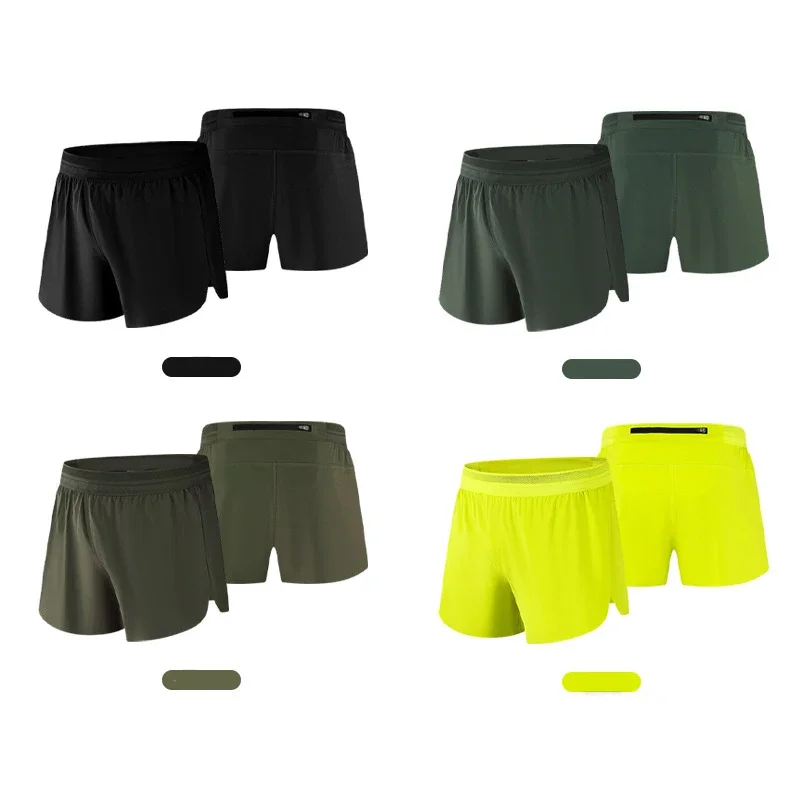 

(S-3XL) Мужские быстросохнущие спортивные шорты для гонок по пересеченной местности и фитнеса. Сверхлегкие шорты для марафонского бега с треугольной подкладкой и карманом на молнии.