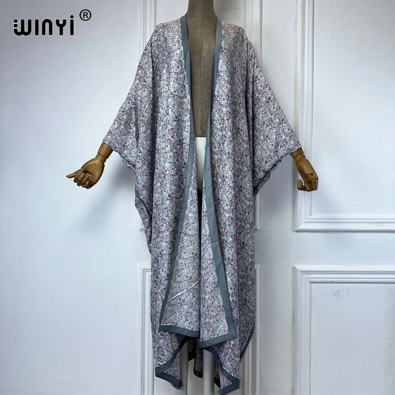 WINYI-Kimono ample imprimé pour femmes, cardigan sexy, blouse de plage, style boho, robe de soirée, kaftan