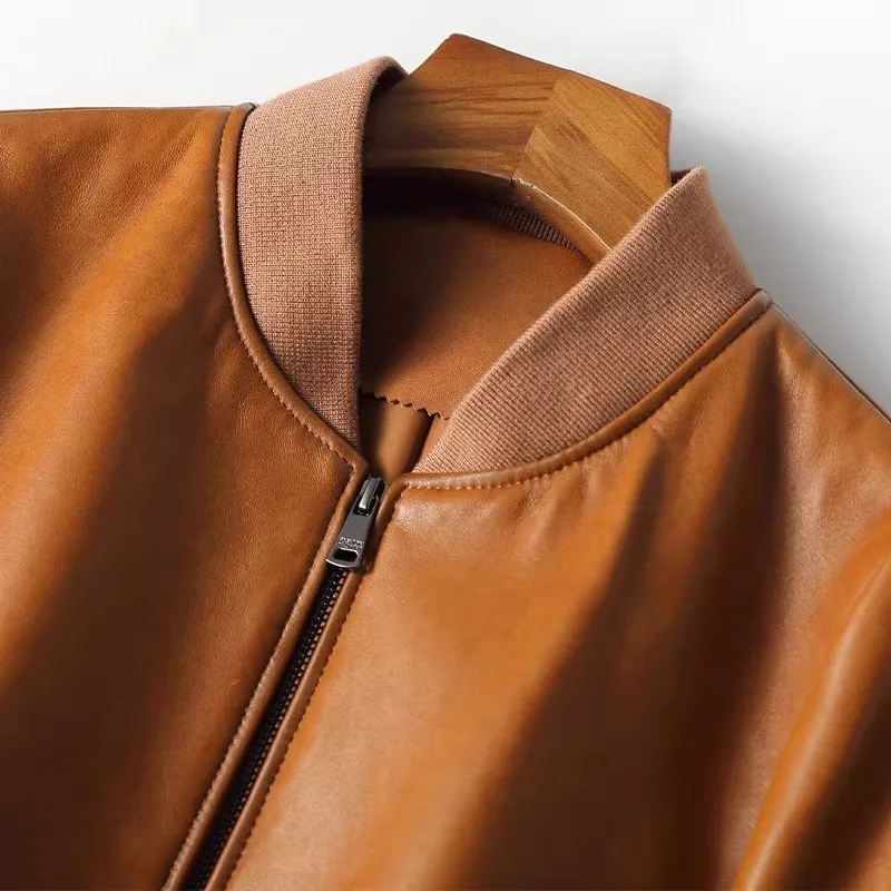Women's Genuine Leather Jacket 2025 Autumn New Imported A-level Sheepskin Baseball Jacket Female Casual Real Leather Jacket Coat