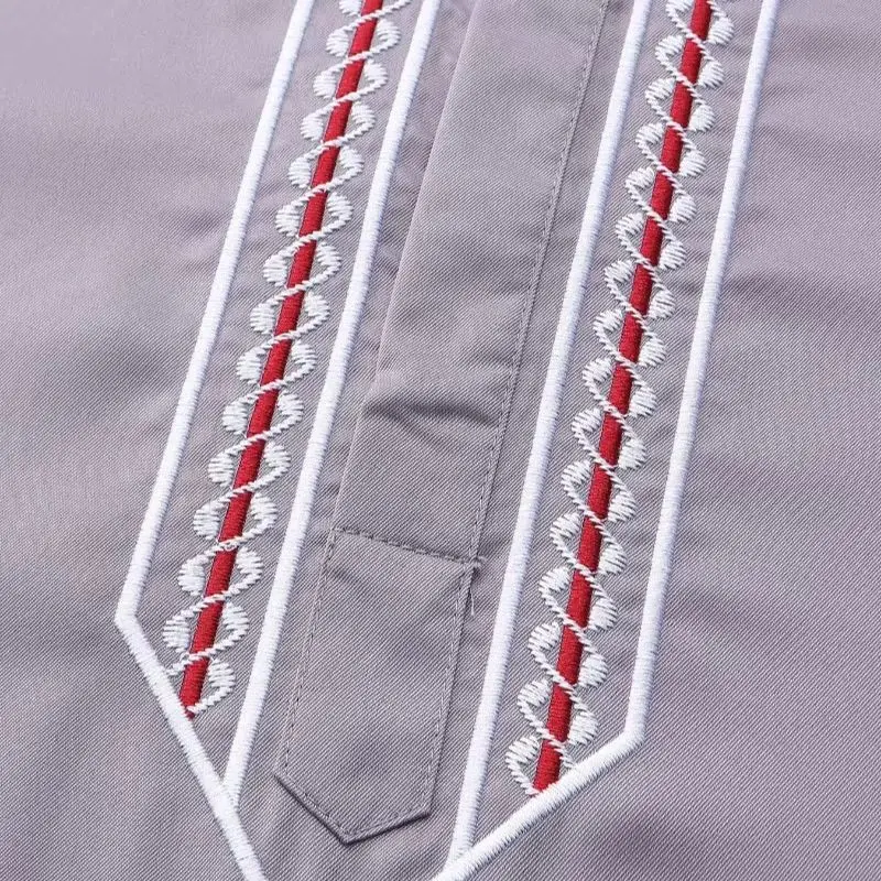 UNI Pria Muslim Baru Bordir Tangan Formal Mewah Lengan Panjang Kerah Berdiri Abaya Thobe Gaya Arab Saudi Gamis Pria Islami