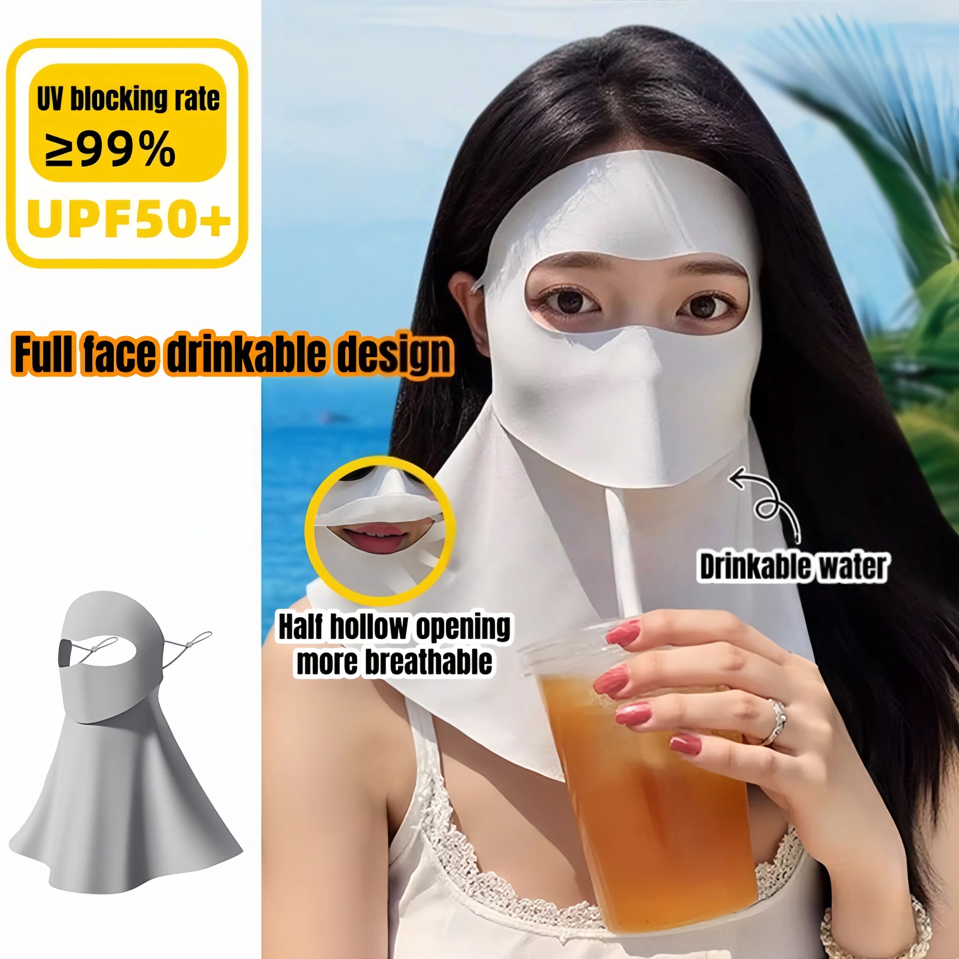 

Летняя солнцезащитная маска из ледяного шелка, защита от ультрафиолета, защита от солнца, для занятий спортом на открытом воздухе, походов, кемпинга, бега, езды на велосипеде, унисекс.