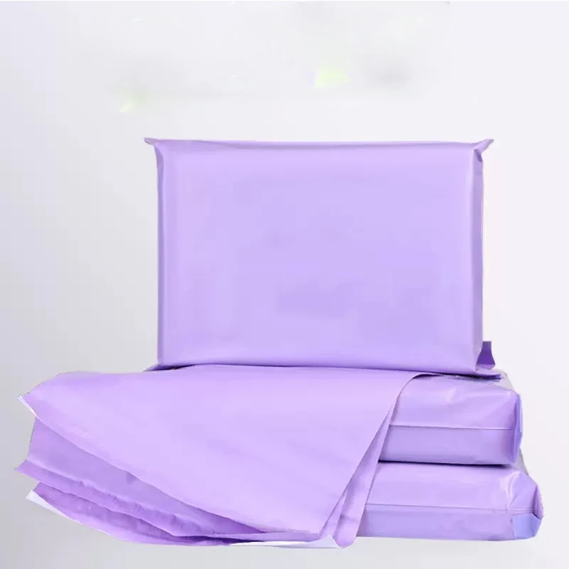 50 unidades/pacote luz roxo envelope saco de armazenamento pe plástico correio saco de transporte à prova dwaterproof água auto adesivo selo bolsa sacos de correio