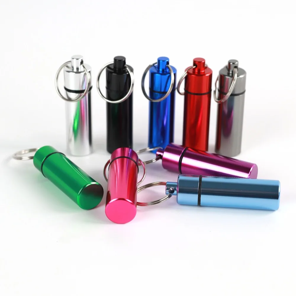 New Mini Premuim Waterproof Portable Pill Case Organizer Keychain Box EarPlug Container Bottle with Keyring for Medicine Holder