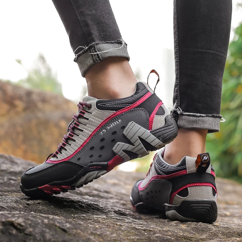 Tenisky ženy tramping boty pohodlné hora boty vysoký kvalita ženské horolezectví footwears outdoorové sportovní cvičný letoun  antikluzké