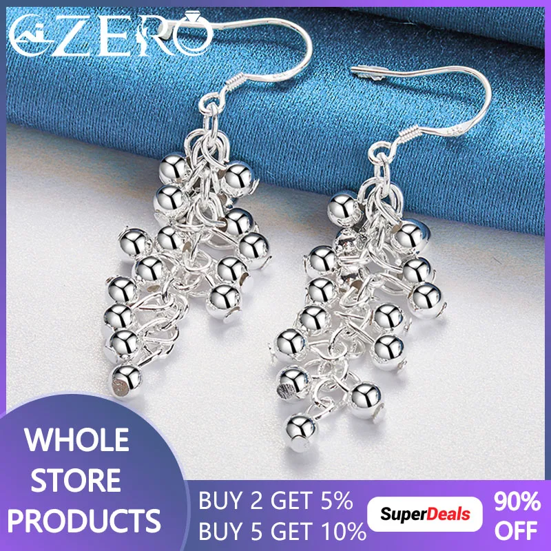 

ALIZERO 925 Sterling Silver Grape Beads Drape Earrings For Women Wedding Engagement Party Charms Jewelry Fashion Accessories