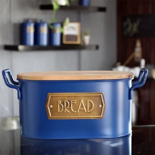 The Mia Cobalt Blue Galvanized Bread Storage Container