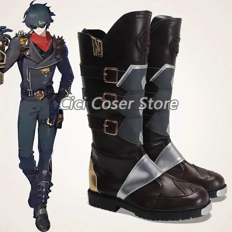 

qq28LQZenless Zone Zero Cosplay Shoes ZZZ Lighter Dark Brown Boots Customized Women Men Halloween Party Carnival Rolepla