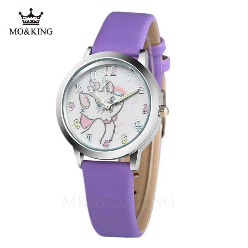 Cute Cat Cartoon Quartz Watch Child Leather Watches Cat Pattern Watch Women Wristwatches Clock Relogio Feminino Girl Watches