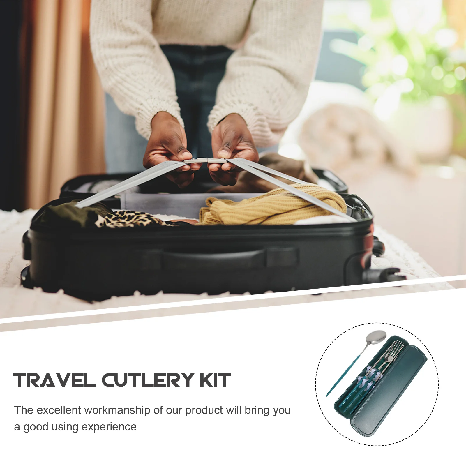 

Stainless Steel Cutlery Set Travel Tableware Dinnerware Portable Kit Camping Utensils Convenient Outdoor Multifunction