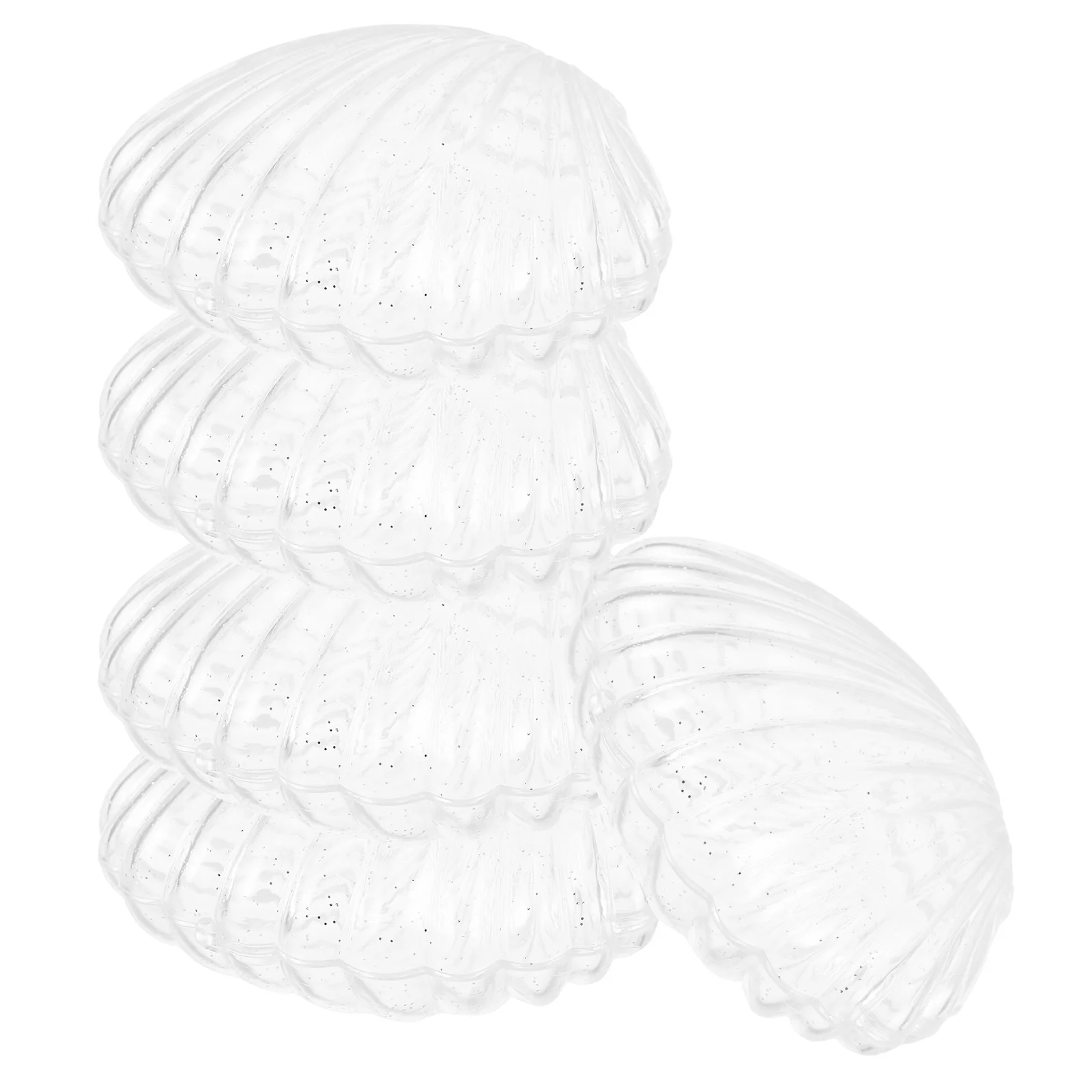 

5pcs Shell Candy Box Transparent Seashell Storage Containers Glitter Finish Plastic Boxes For Jewelry Mermaid Party Favor