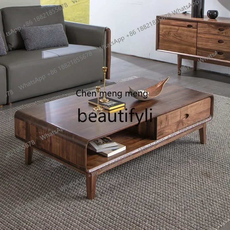 N178   G North American black walnut coffee table log Nordic simple small apartment living room rectangular household tea tab
