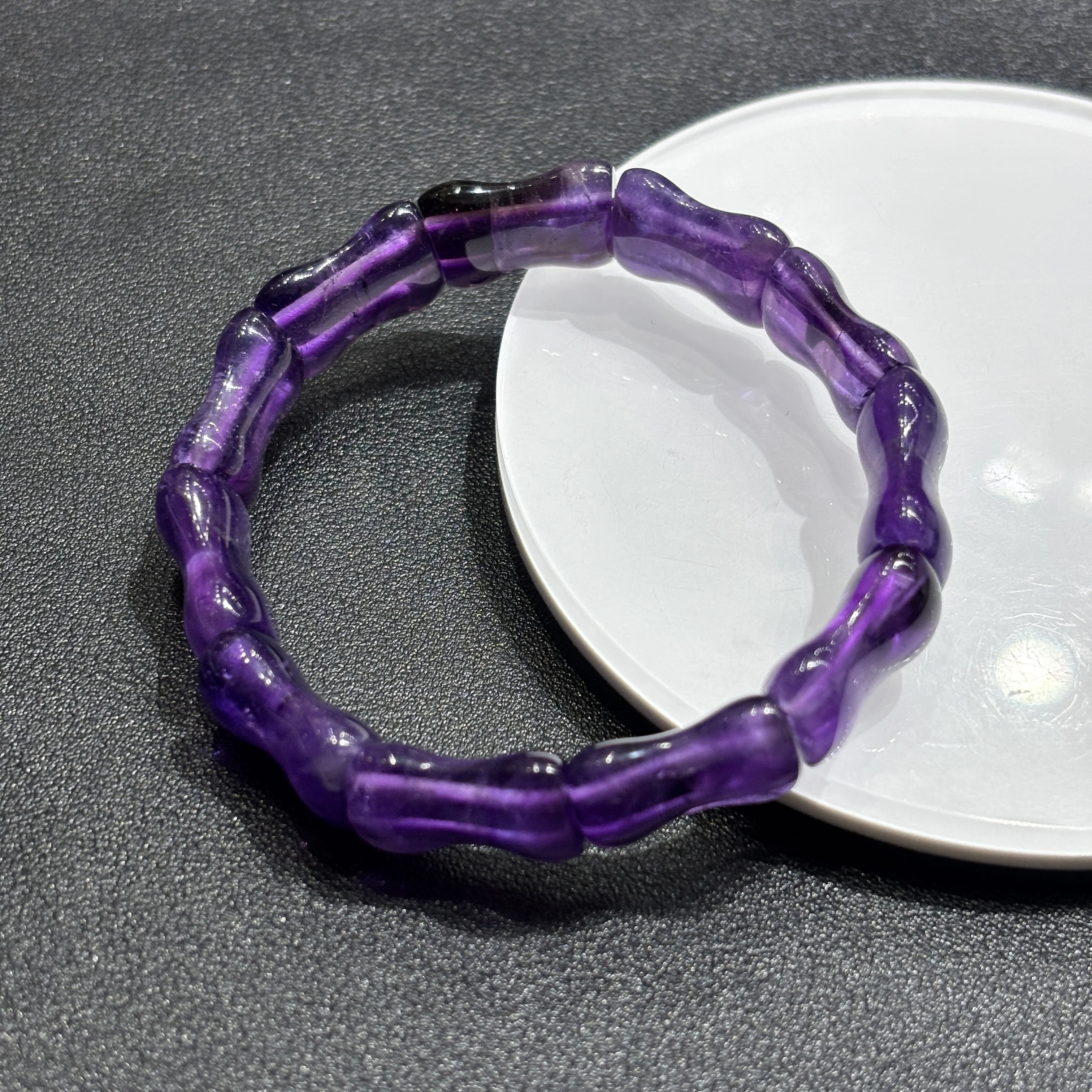 

Natural Amethyst Bamboo Hand Chain, Purple Crystal Birthday Gift for Girls,,Dainty Elegant Jewelry,Valentine's Day Souvenir