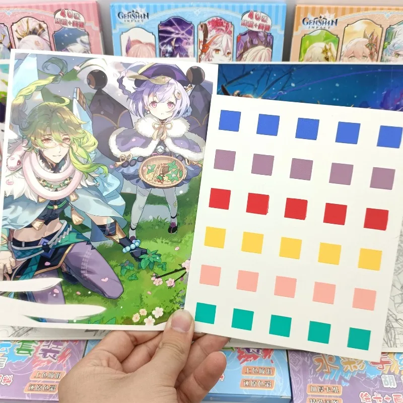 Genshin Impact Cartoon Aquarela Coloring Book, Scaramouche Tutorial Elementar, Personagens de Anime Pintura Esboço, Mão Draw Card