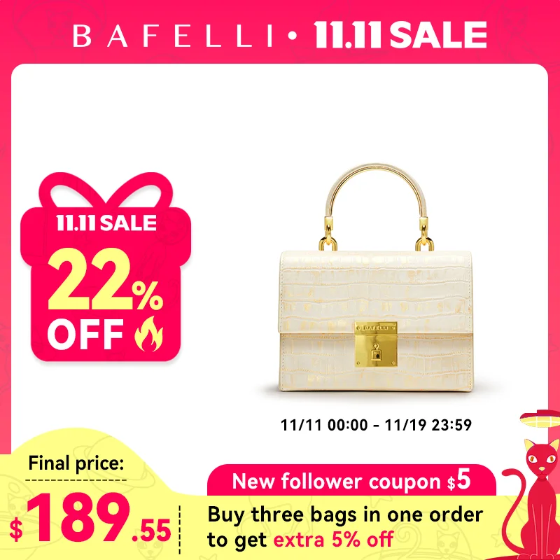 BAFELLI WOMEN'S BAG NEW FASHION LADY STYLE ELEGANT FEMALE HANDBAG K GOLD GENUINE LEATHER SHOULDER LUXURY BRAND PURSE 2025