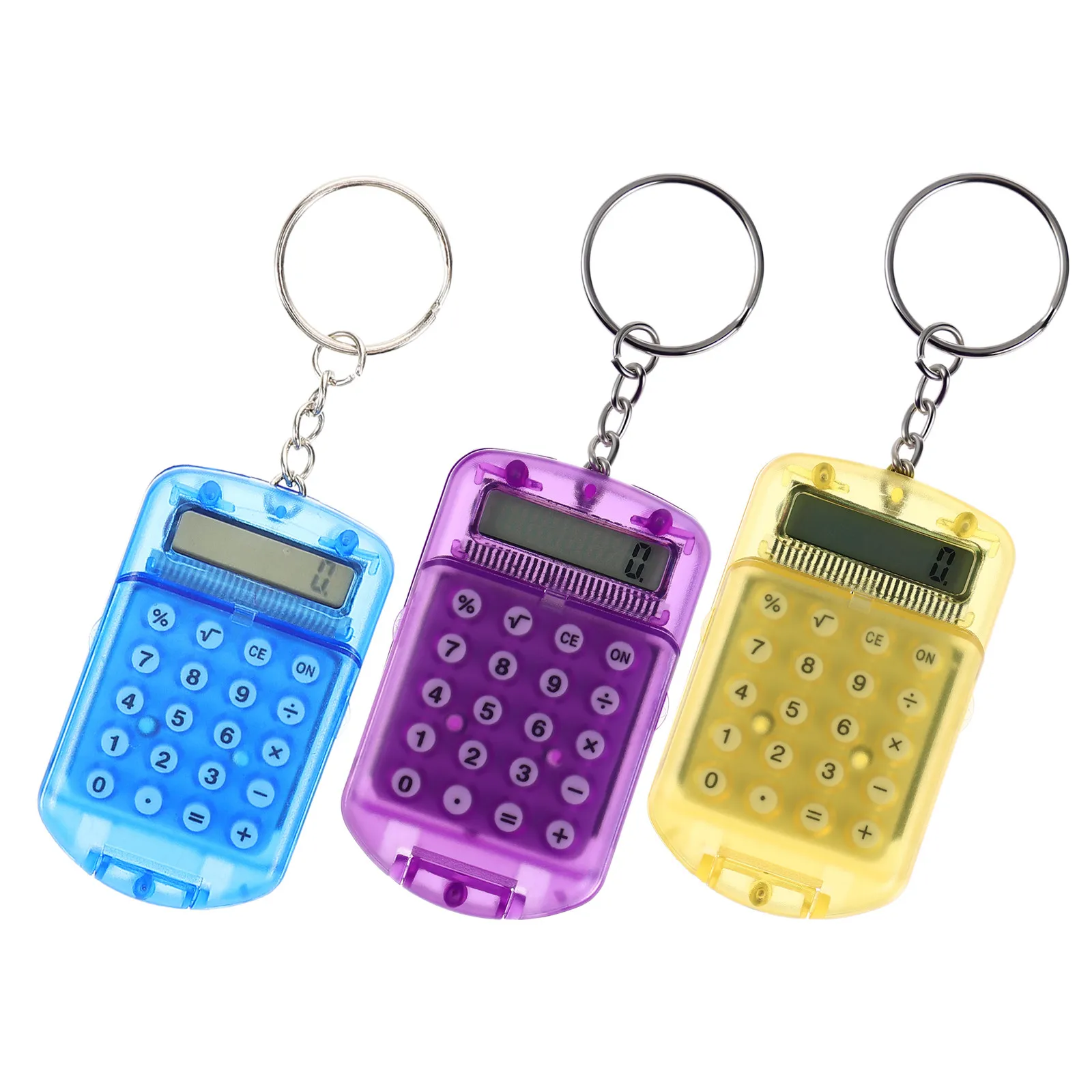 3Pcs Mini Calculator Keychain Tiny Low Power Consumption Easy Operation for Teens Seniors School Work Travel Calc