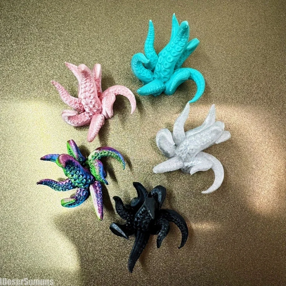 3D Printing Creative Mini Gothic Style Octopus Desktop Ornaments DIY 52mm Octopus Tentacles Cool Dark Style INS Home Decoration