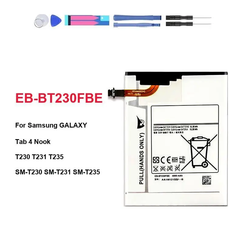 

EB-BT230FBE Аккумулятор для планшета Samsung Galaxy Tab 4, Tab4, 7,0", T230, T231, T235, SM-T230, SM-T231, SM-T235, 4000 мАч Аккумулятор