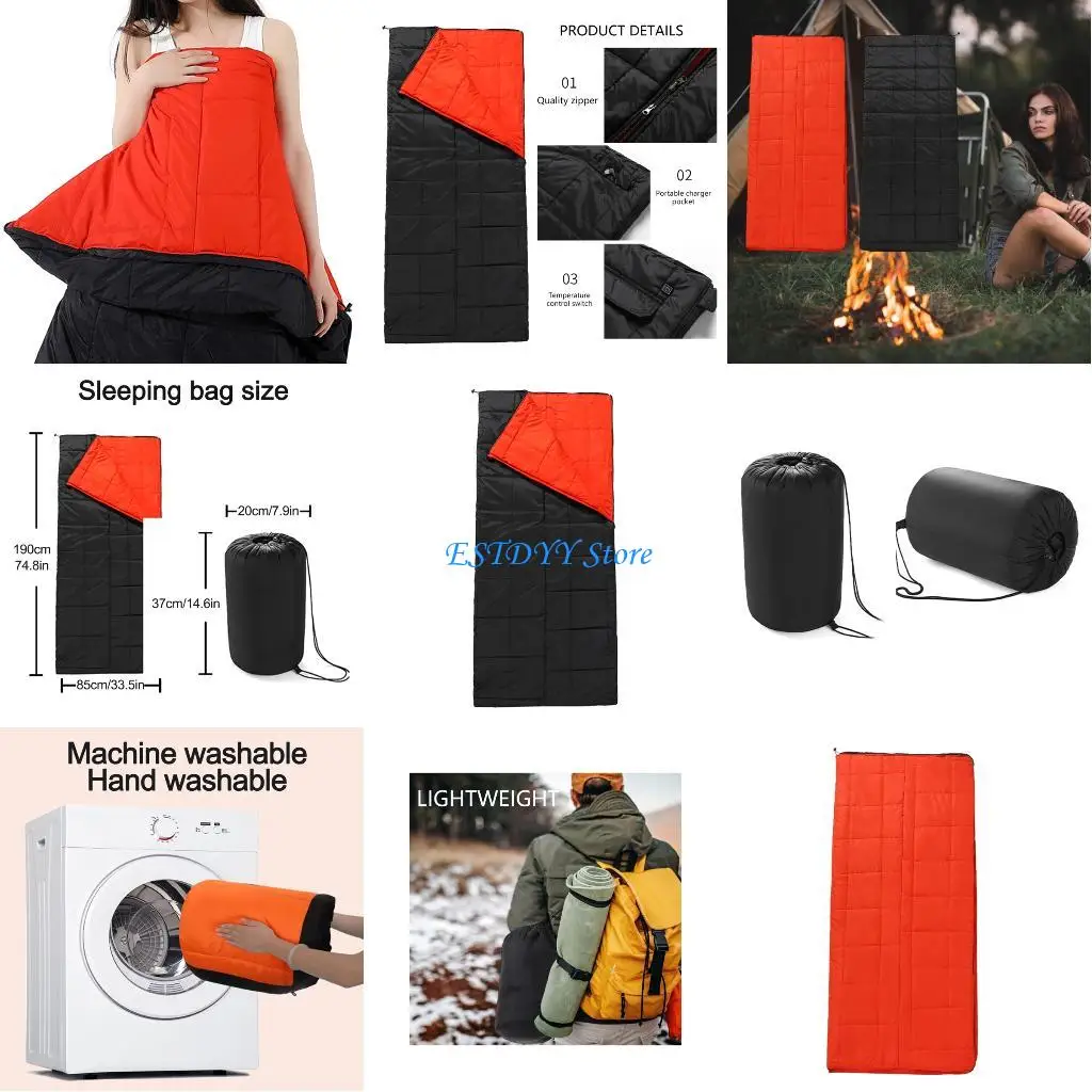 

G6DE Легкая сумка для сна с подогревом для кемпинга, 4 грелки, контроль температуры, дышащая, для холодной ночи