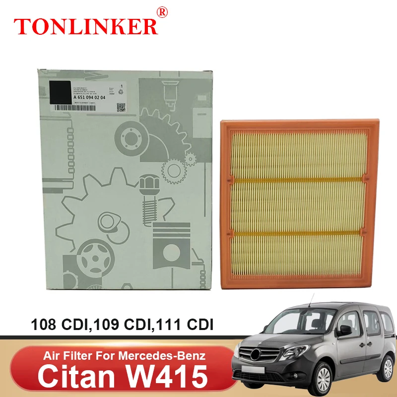 

TONLINKER Air Filter A6510940204 For Mercedes Benz Citan W415 2013-2019 108CDI 109CDI 111CDI Diesel Engine OM607 Car Accessories