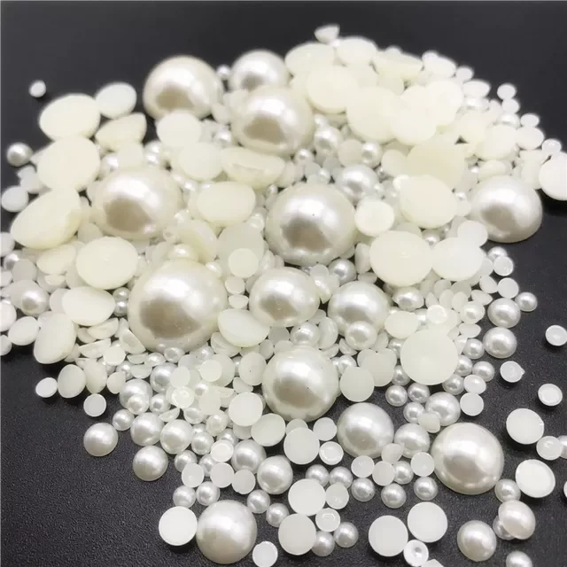 

Imitation Pearls Acrylic Beads Flat Back Scrapbook Beads For Jewelry Making Craft Pearls Clothing Accessories