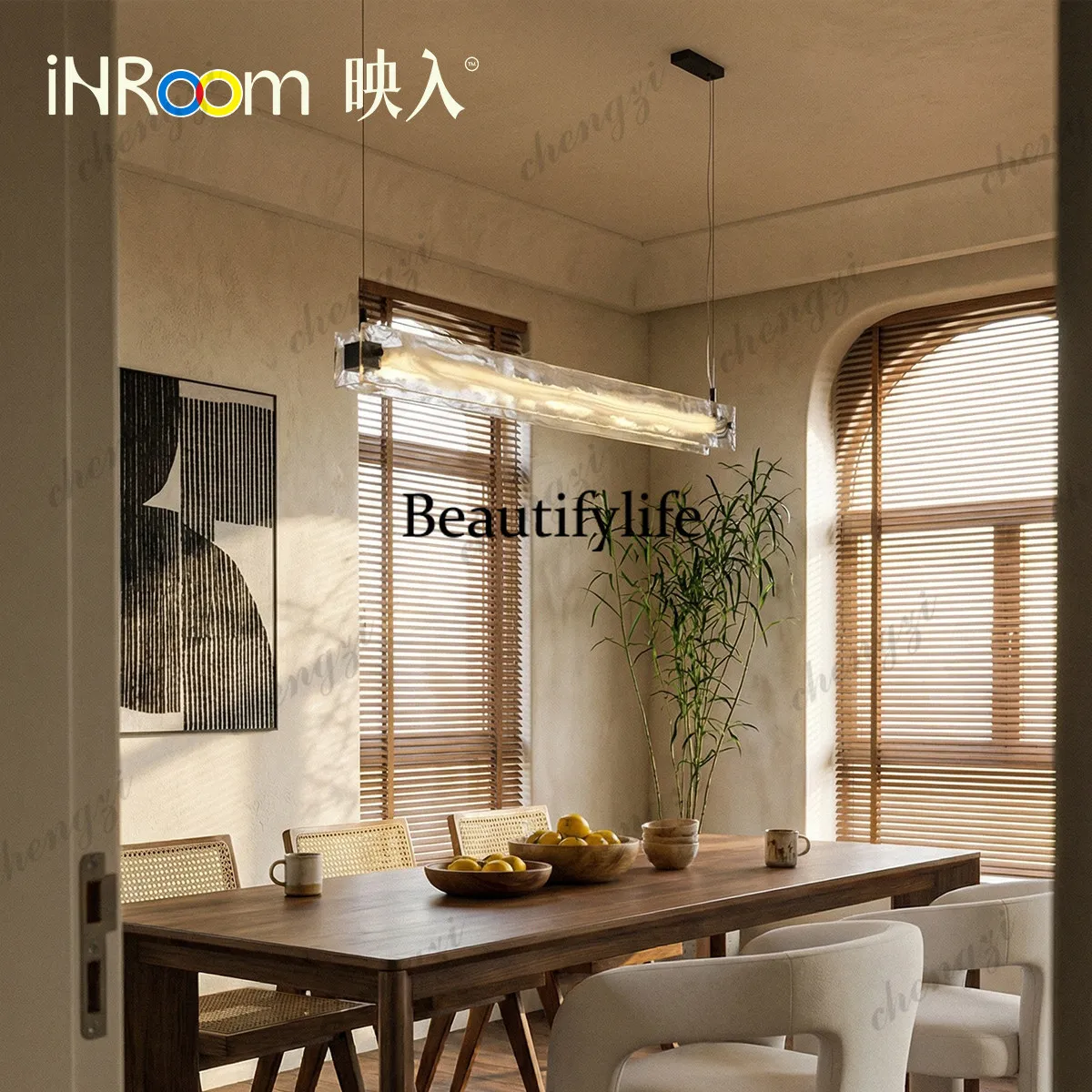 Yingyun Mist Glass Creative Restaurant Dining Table Bar Taishima One-word Chandelier