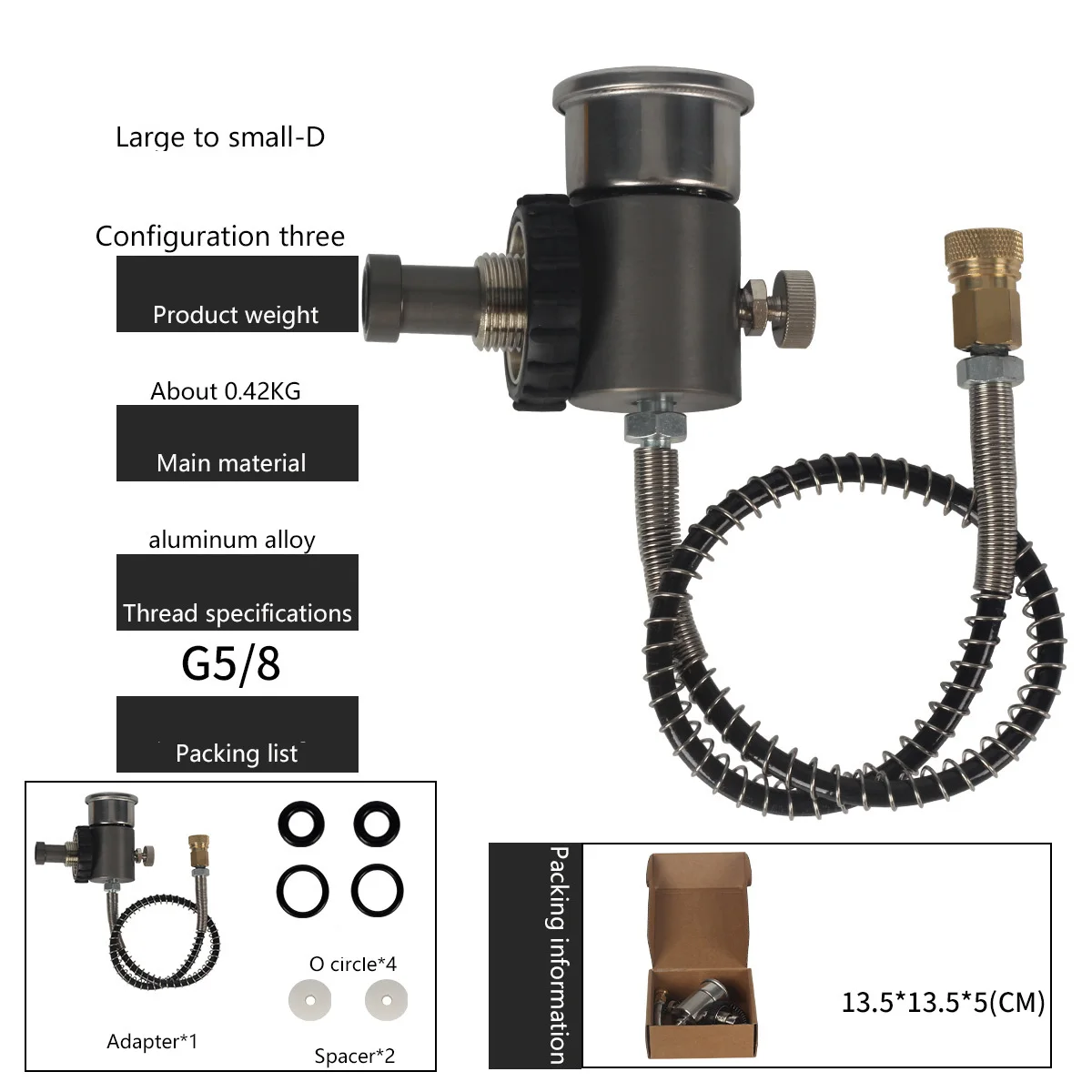 G5/8 Cylinder Valve Adapter Aluminium Oxygen Cylinder Adapter Type D Cylinder Valve Inflation Adapter For Rapid Gas Release