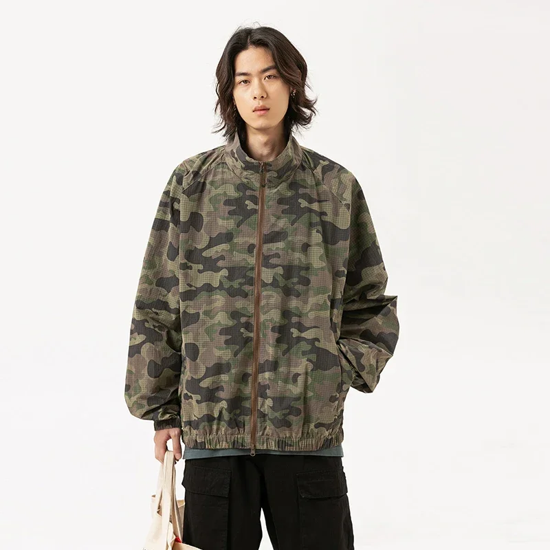 Men Outdoor Lightweight Super Loose Casual Streetwear Fashion Sunscreen Camouflage Cargo Jacket Campus Boy Girl Bomber Coat