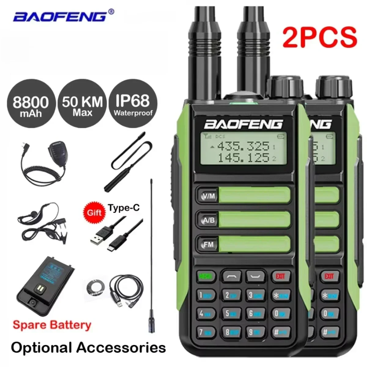 2PCS Baofeng UV16 Max V2 IP68 Walkie Talkie impermeabile Ad alta potenza Ham CB Radio Aggiornamento di UV9R UV5R Pro Radio bidirezionale Portata 50KM