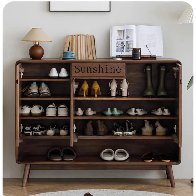 

Solid wood shoe cabinet three-door entry Nordic minimalist and durable entrance table