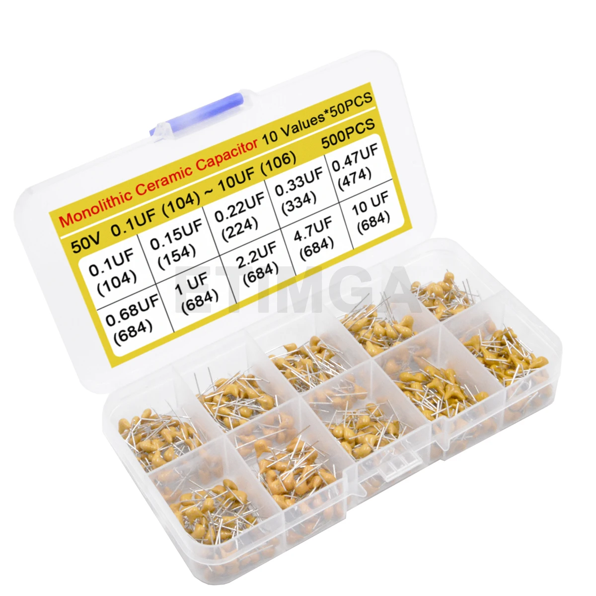 180/300/480/500 قطعة مجموعة متنوعة من مكثف السيراميك 10PF ~ 10 فائق التوهج 22PF 47NF 220NF 1NF 4.7 فائق التوهج 1 فائق التوهج 100NF 330NF 0.1 فائق التوهج 102 104 105 106 #4