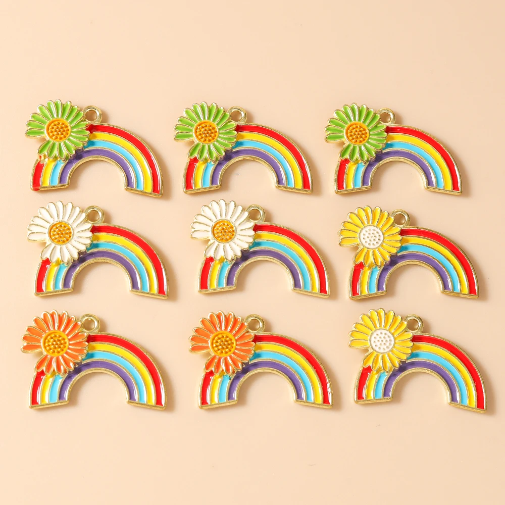 Leslie 10 Stück Mix Niedliche Emaille-Stern-Wolken-Regenbogen-Anhänger für DIY Armband Halskette Ohrringe Schmuckherstellung Handgemachtes Kunsthandwerk – Detail 35