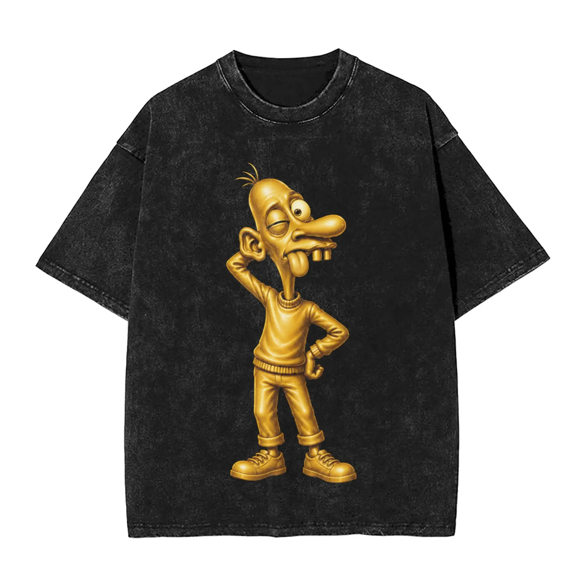 Golden Neegy Meme Funny Internet Brainrot Gen Z T Shirt Washed 100% Cotton T-Shirts  Cool Men Tops Streetwear Summer Tee Shirt