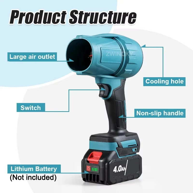 Portable Brushless Electric Turbo Blowers Jet Fan Violent Car Dryer Handheld Dust Blowing Tool for Makita 18V Li-ion Battery