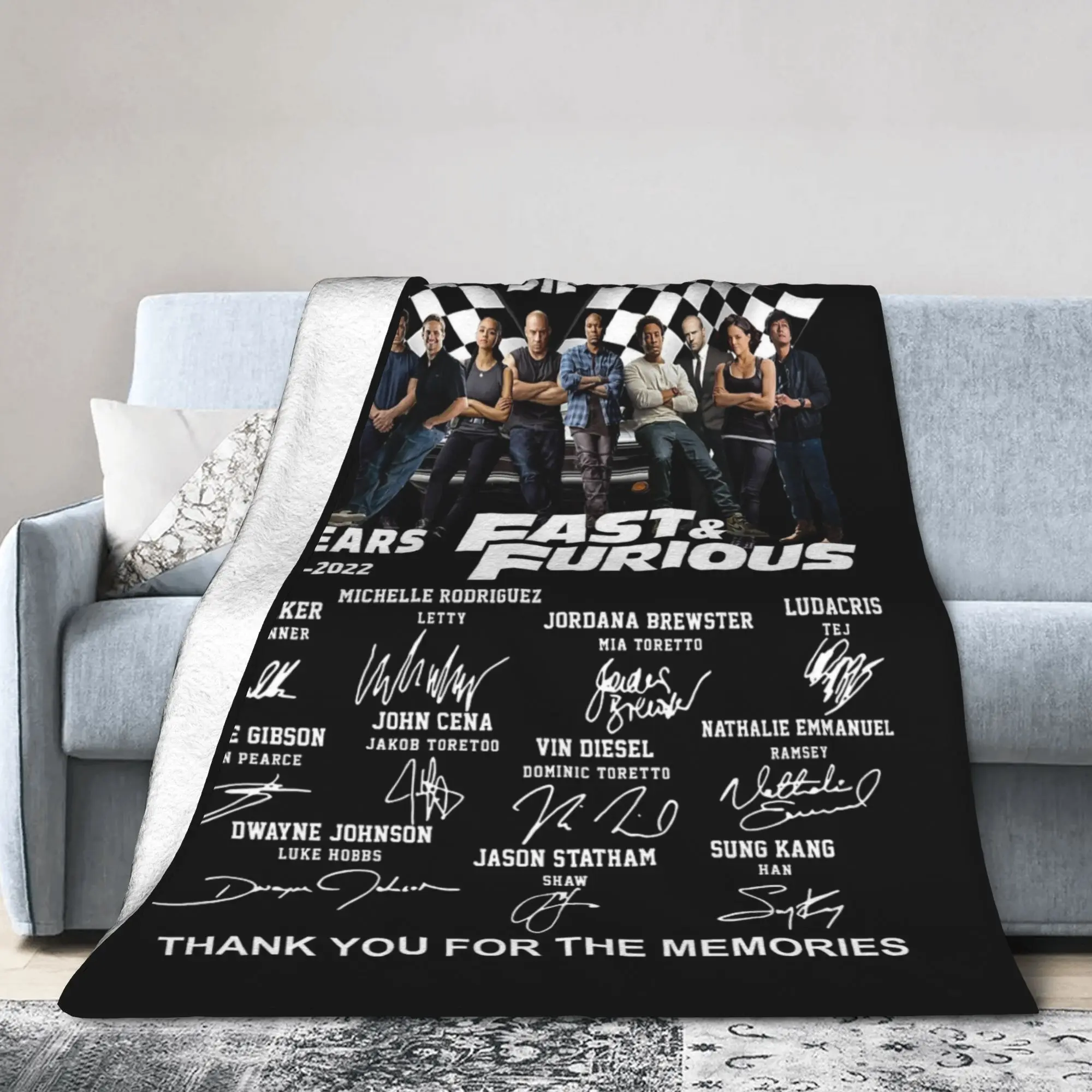 21Th Anniversary Fast and Furious Ride Or Die Blankets Velvet Spring Breathable Warm Throw Blanket for Bed Travel Rug Piece