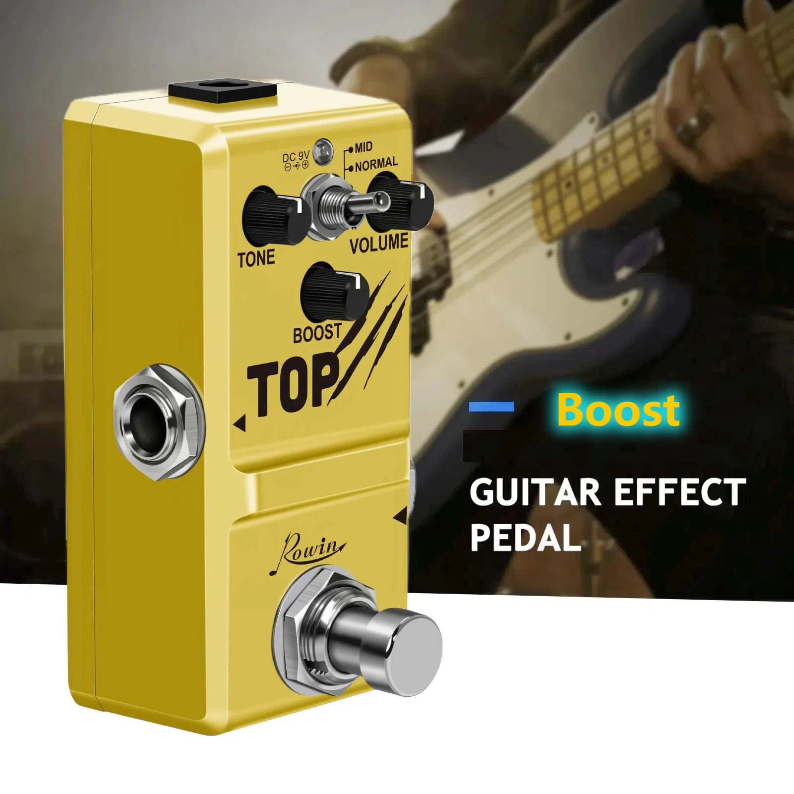 Rowin Mini Guitar Pedal Booster Mid Boost EQ Effect Vintage Wide Range Booster Tones Super Tiny Nano Effectors