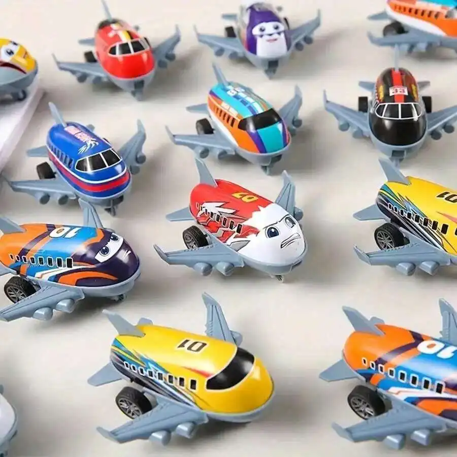 

Alloy pull-back airplane toy 10-piece airplane set, helicopter and airliner fighter is the perfect birthday party gift
