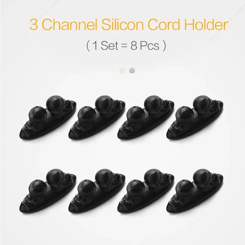 8pcs 3-Channel Cable Management Clips Car Charger Mounts Cable Tie Holder Desktop Cord Holder Tidy Organizer