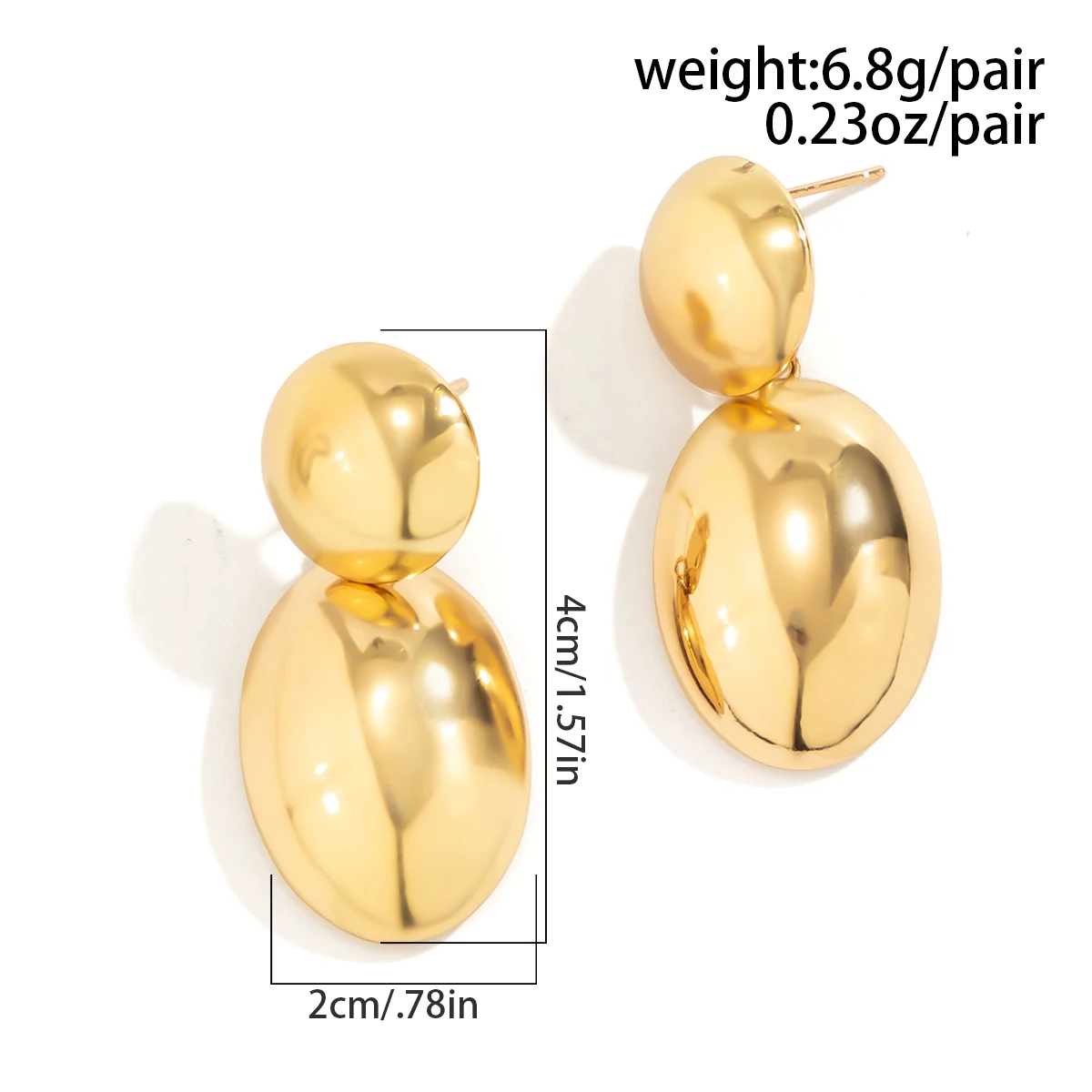 IngeSight.Z Exaggerated Big Hollow Half Oval Pendant Earrings Women Vintage Gold Color Smooth Drop Earrings Party Jewelry Gift