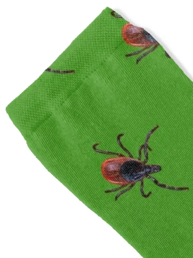 Female Black-legged Tick on a Green Background Socks Antiskid soccer cotton cartoon colored Men's Socks Women's