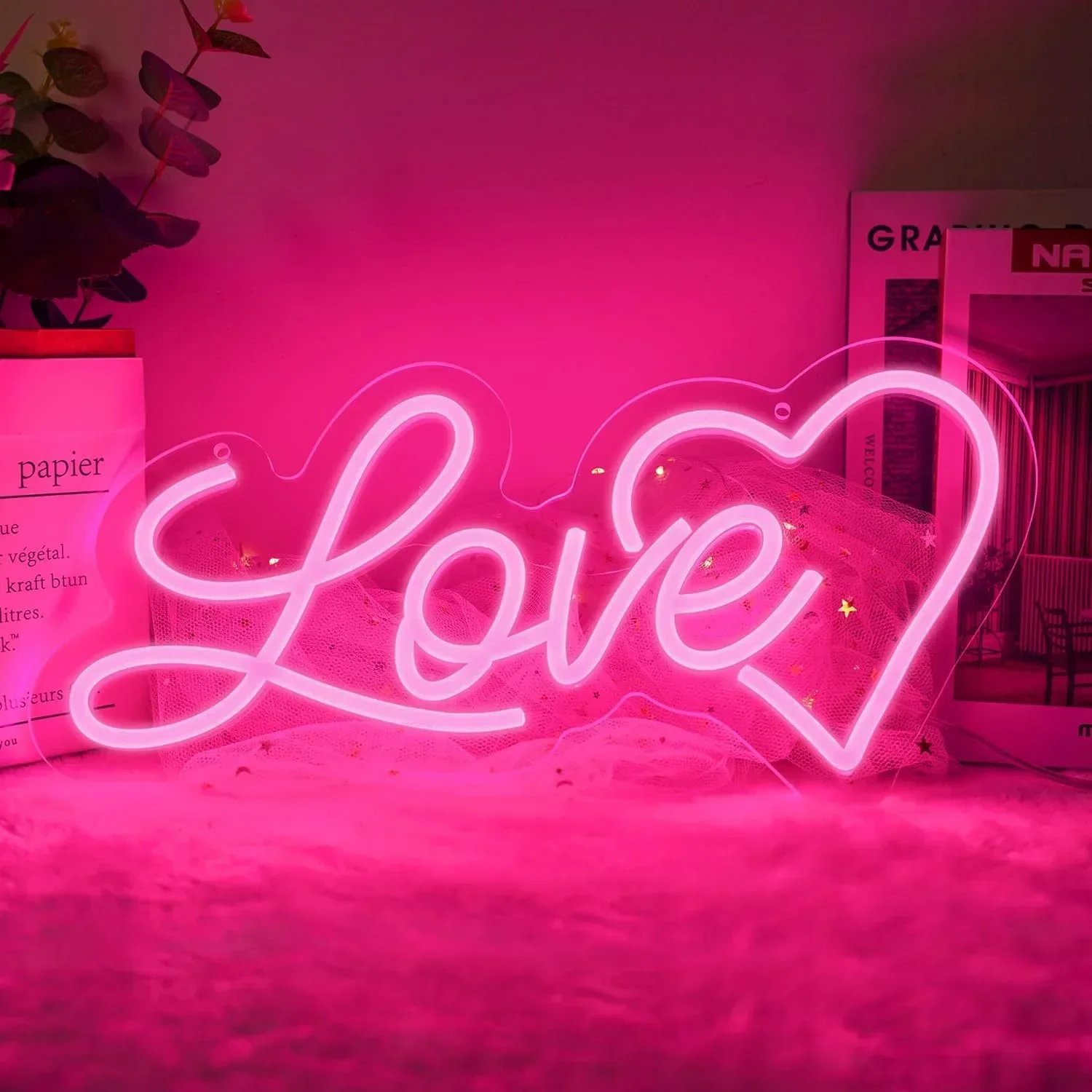

Heart Love Neon Sign USB Powered LED Neon Sign Wall Decor for Living Room Bedroom Hotel Valentine's Day Gifts for Girlfriend