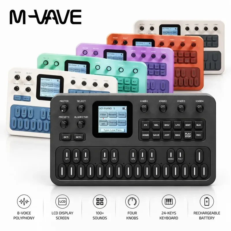 M-VAVE FM1 Mini Portable Composer FM Silicone Keyboard Outdoor Arrangement Music Modulation Simulation Pocket Effect Device