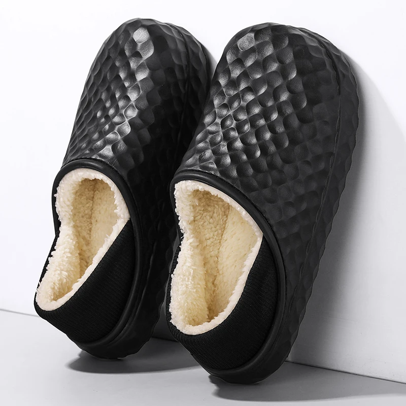 Man Winter Watertight Cotton Slippers Woman Autumn Non-slip Warm Daily Indoors Fleece Couple Shoes Soft Comfortable Convenient