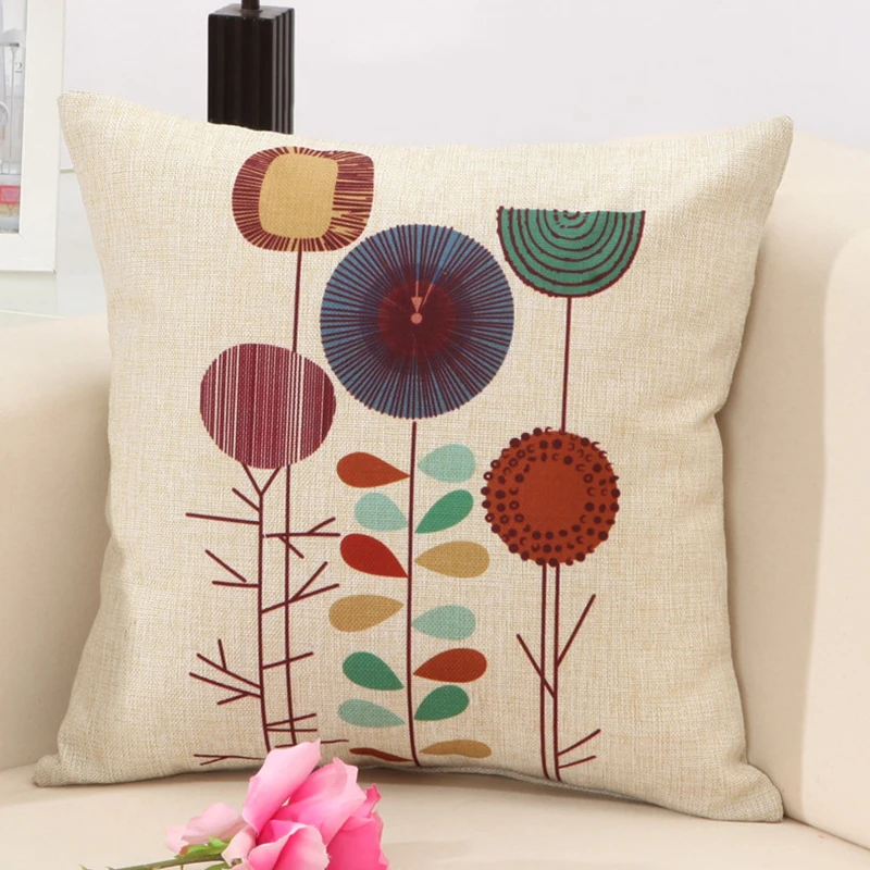 Fashion Cotton Linen Flower Pattern Throw Pillow Case Cushion Cover Seat Car Home Decor Sofa Bed Decorative Pillowcase Cojines