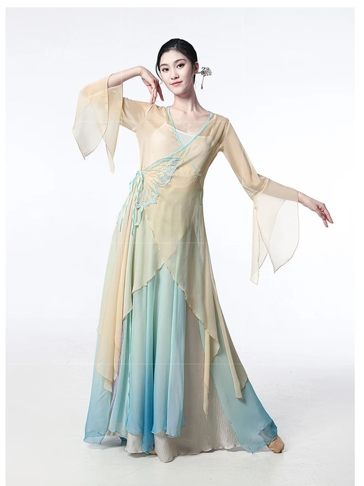 Classical Dance Costume Body Charm Butterfly Gradient Chiffon Clothing Female Elegant Chinese Dance Costume