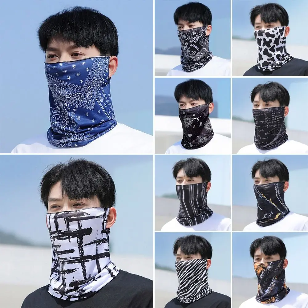 Riding Hiking Sports Face Mask Cover Cool Scarf Summer lce Silk Breathable Bandana Cycling Running Scarf Men Women