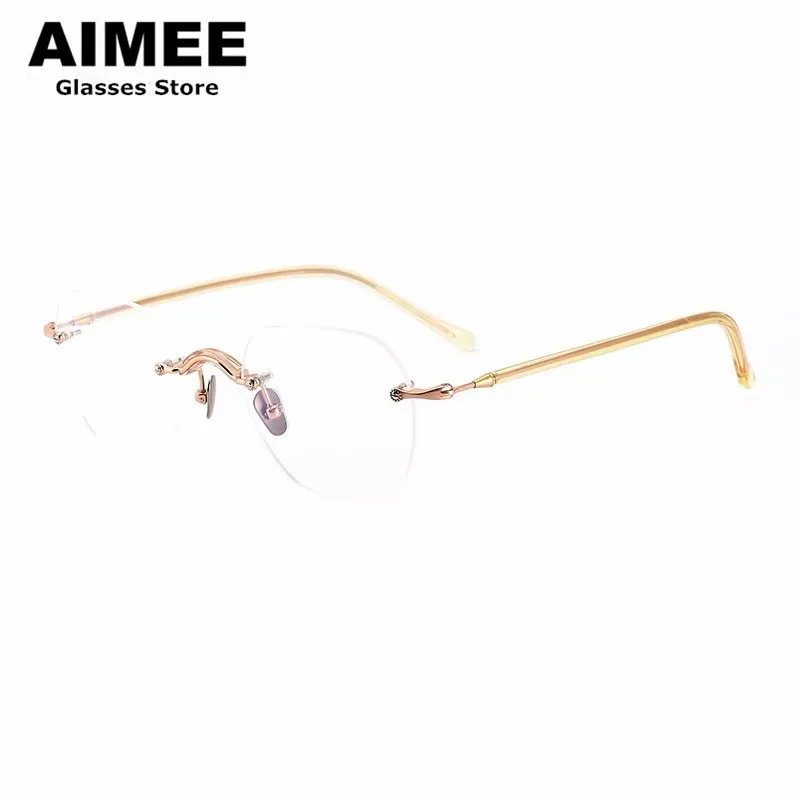 Fashion Design Titanium Rimless Glasses Frame Men Women Square Frameless Prescription Eyeglasses Optical Reading Eyewear Gafas