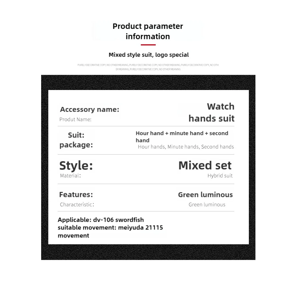 مشاهدة الأيدي الخضراء مضيئة ل كاسيو MDV-106 أبو سيف الأحمر/الذهب ساعة ساعة دقيقة الأيدي الثانية حركة أجزاء ساعة اكسسوارات